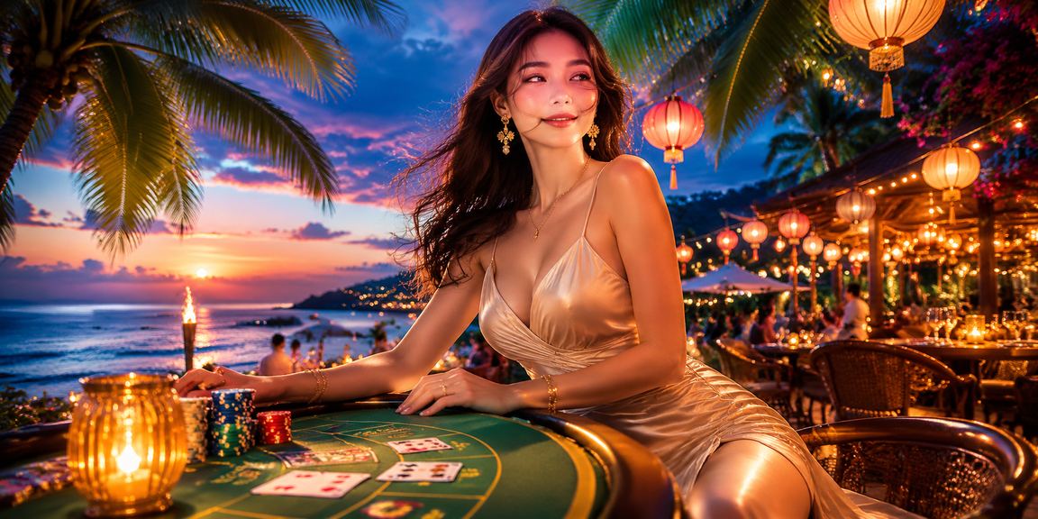 Người chơi tại Đà Nẵng đang trải nghiệm slot jackpot trong không gian cà phê hiện đại nhìn ra bờ biển
