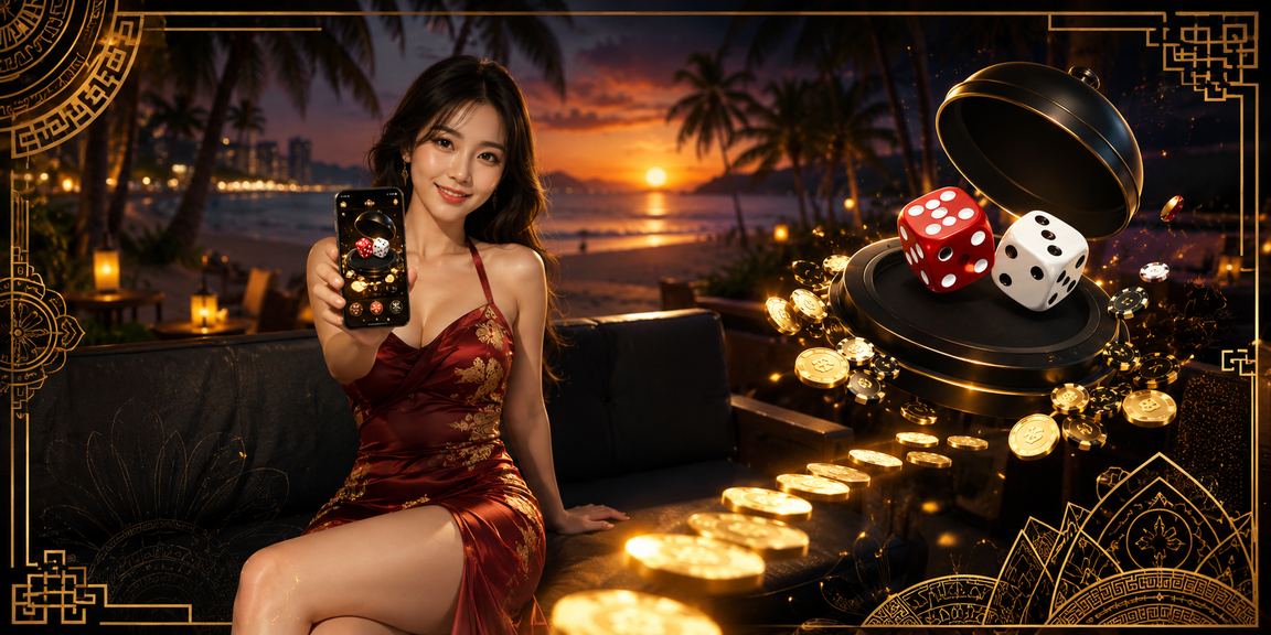 Người chơi tại bãi biển Đà Nẵng tham gia trò chơi tài xỉu trực tuyến trên điện thoại trong buổi chiều hè sôi động