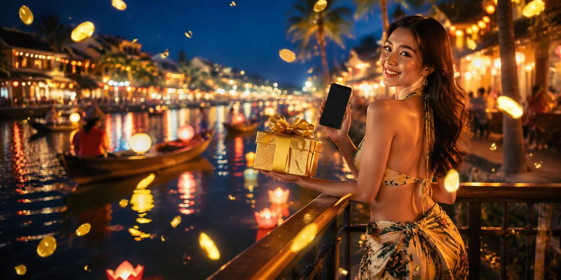 Người dùng Vietnam trải nghiệm casino di động tại lễ hội phố đêm Hội An